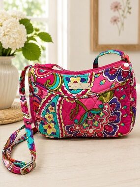 Vera Bradley Little Hipster Crossbody Bag Pink Swirls Retired Paisley